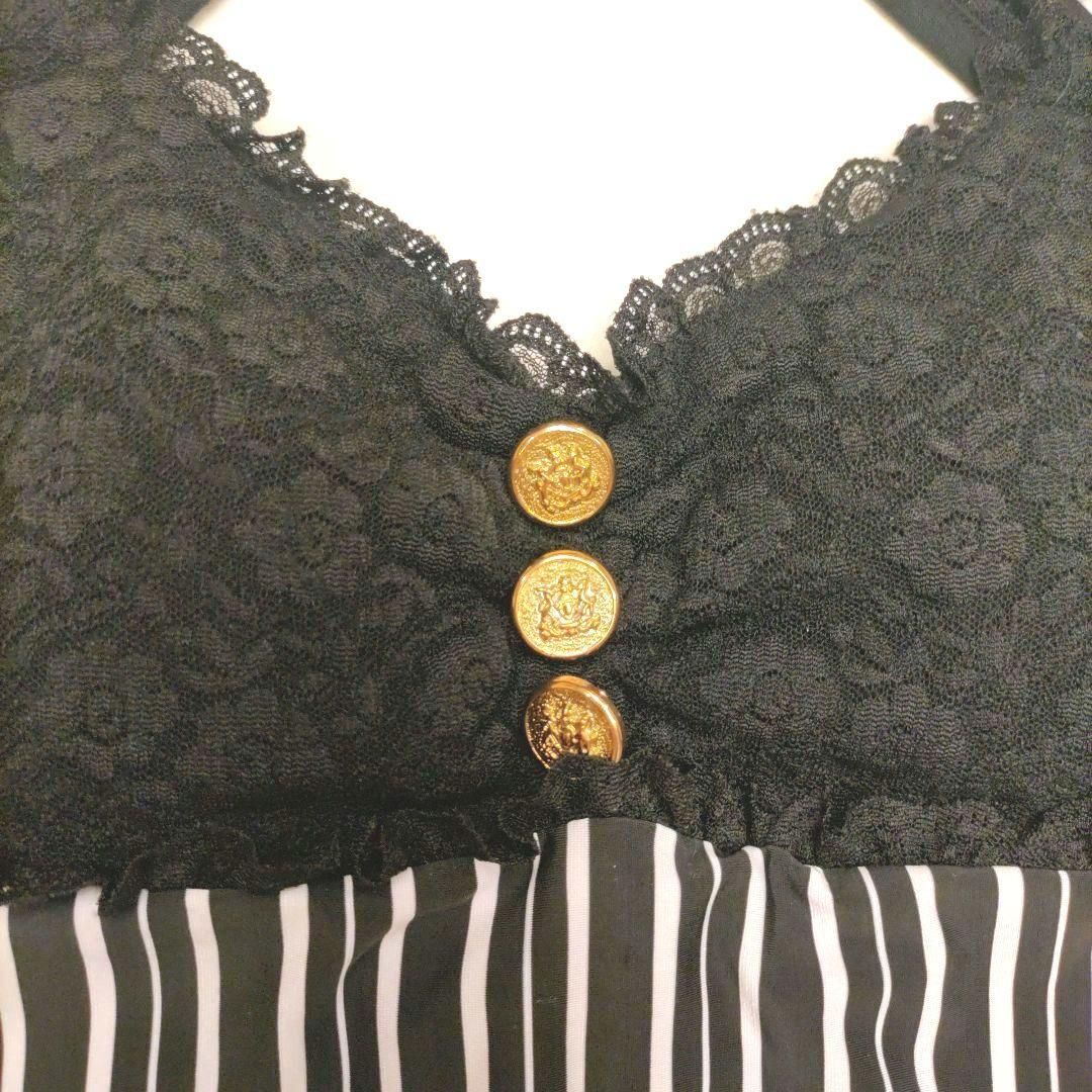 そ*ン様 d.i.a ダイヤ キャミソール レース ストライプ 背中あき 黒 ギ