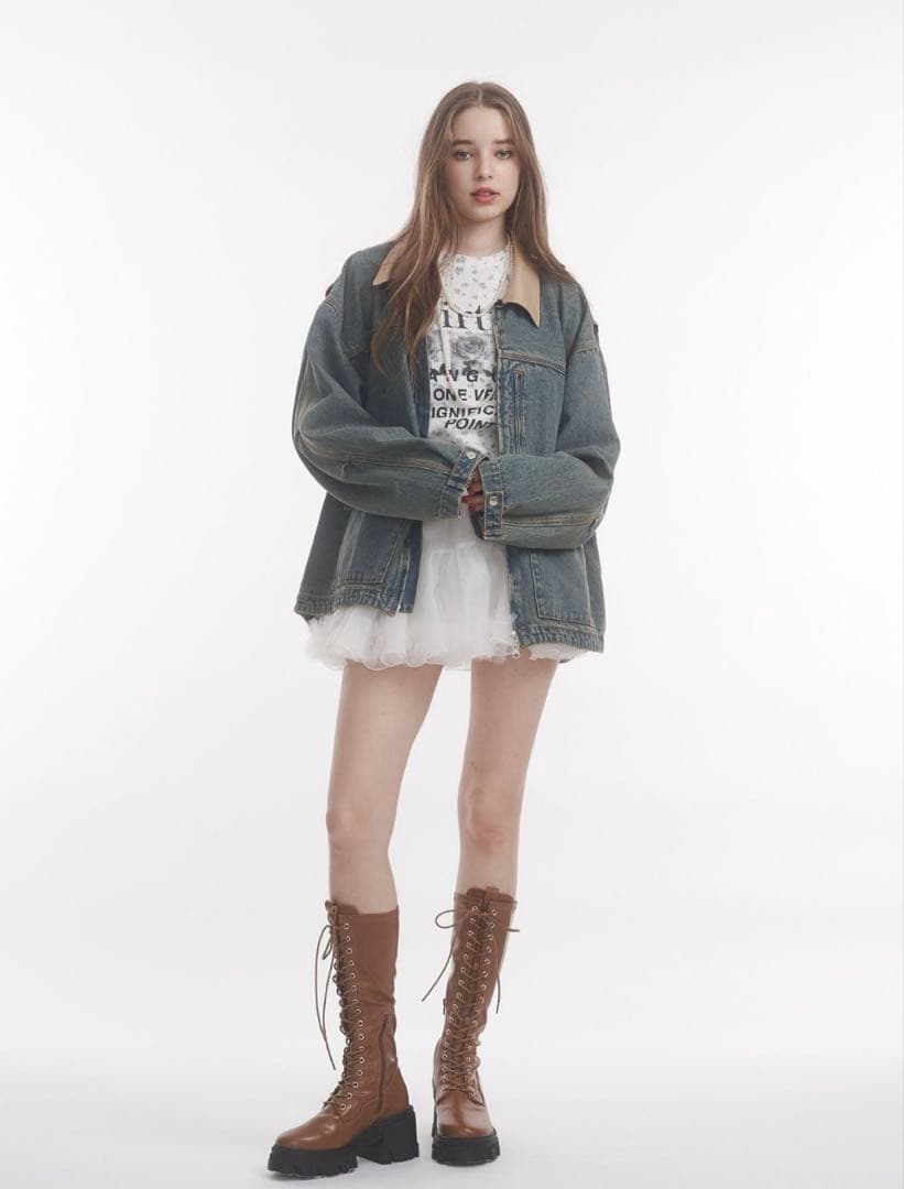 アシメヘムデニムミニスカート ルーズワークジャケット jouetie ジュエティ