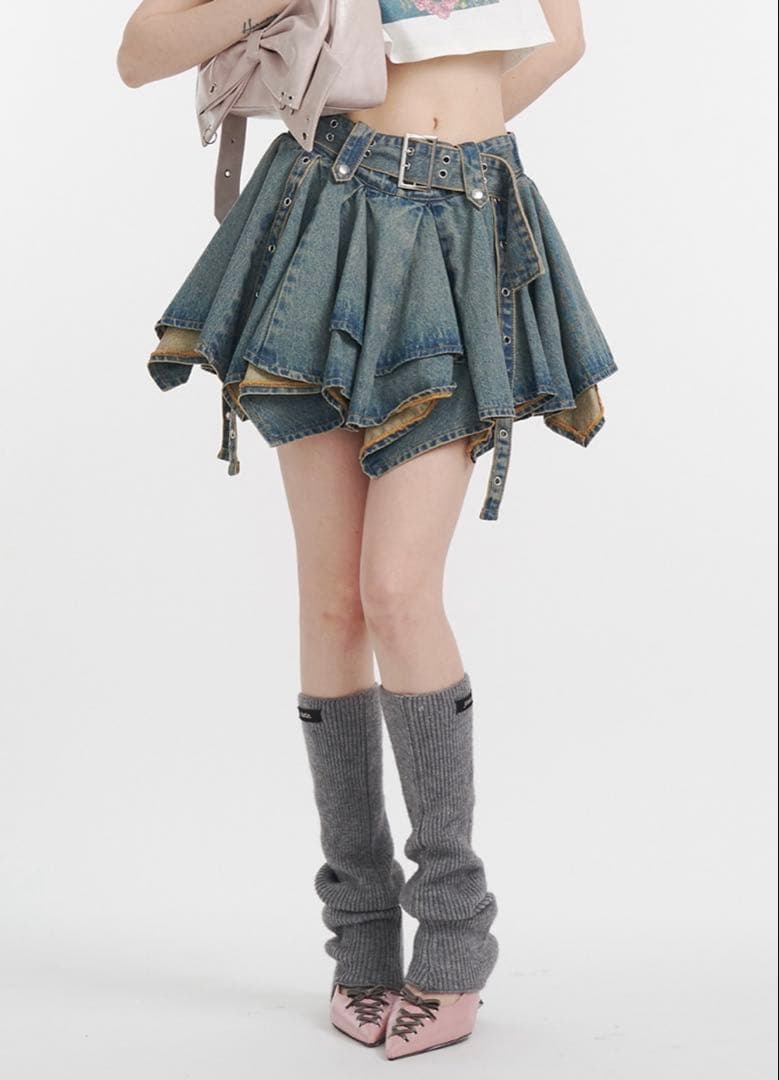 アシメヘムデニムミニスカート ルーズワークジャケット jouetie ジュエティ