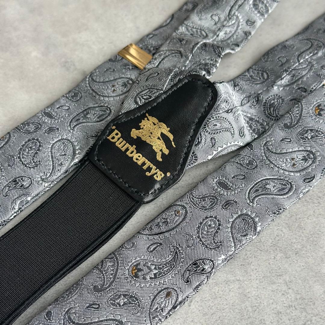 超希少✨BURBERRY ペイズリー柄　サスペンダー　ホースロゴ　ゴールド金具