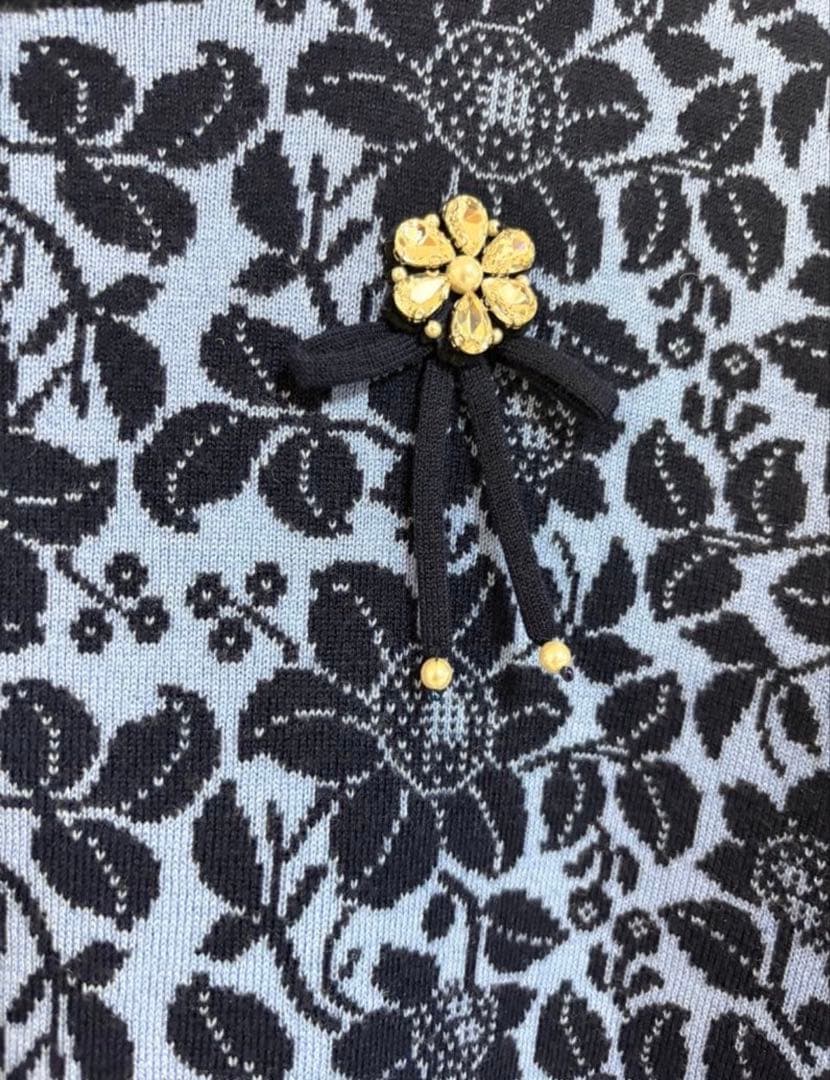 スーパービューティー⭐️ジャガードハイネックニットワンピース 44