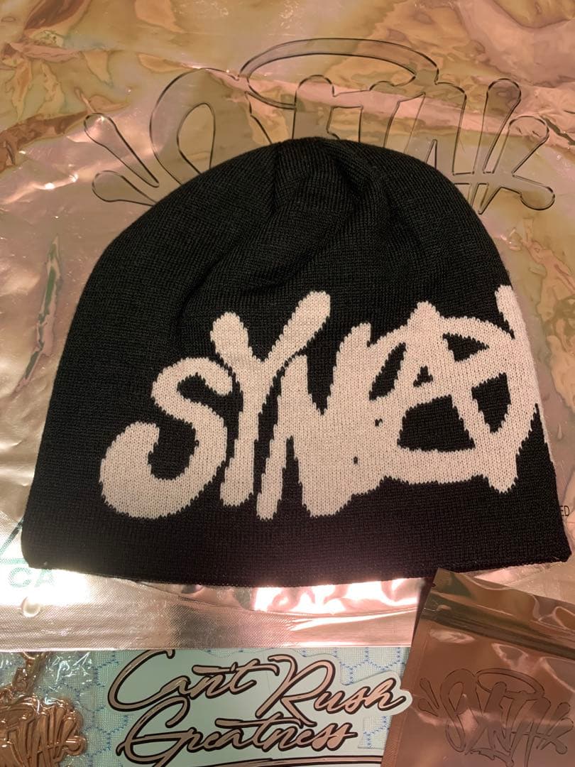 付属品シナワールド☆ブランドロゴビーニー ニット帽海外限定