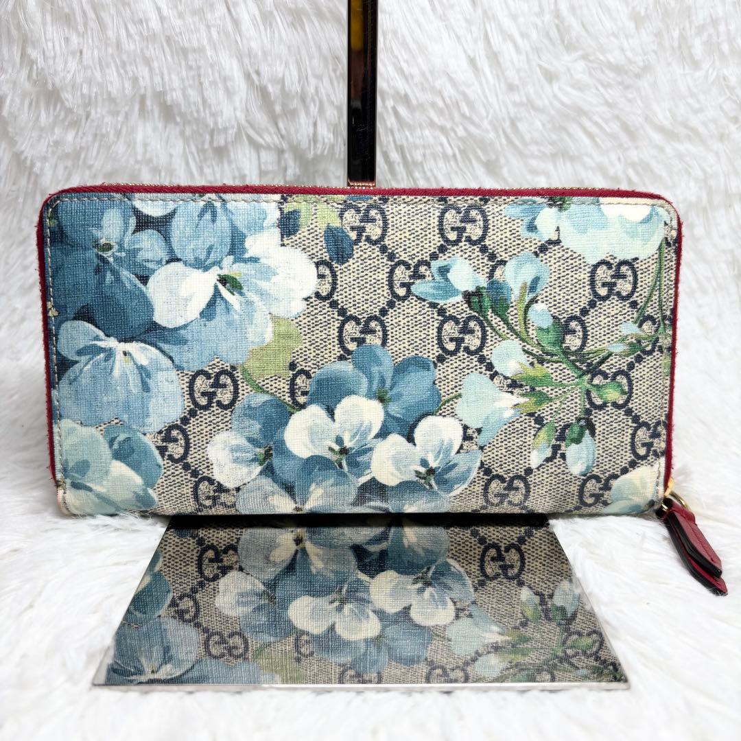 ✨極美品✨ グッチ 長財布 ブルームス GG柄 ラウンドファスナー PVC 花柄