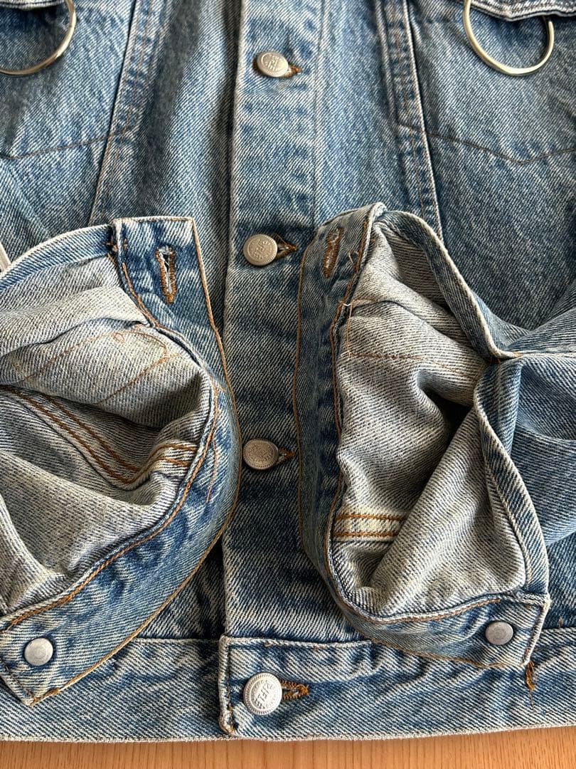 希少　イタリア製　RIFLE ストライプラインスリーブ　デニムジャケット　L