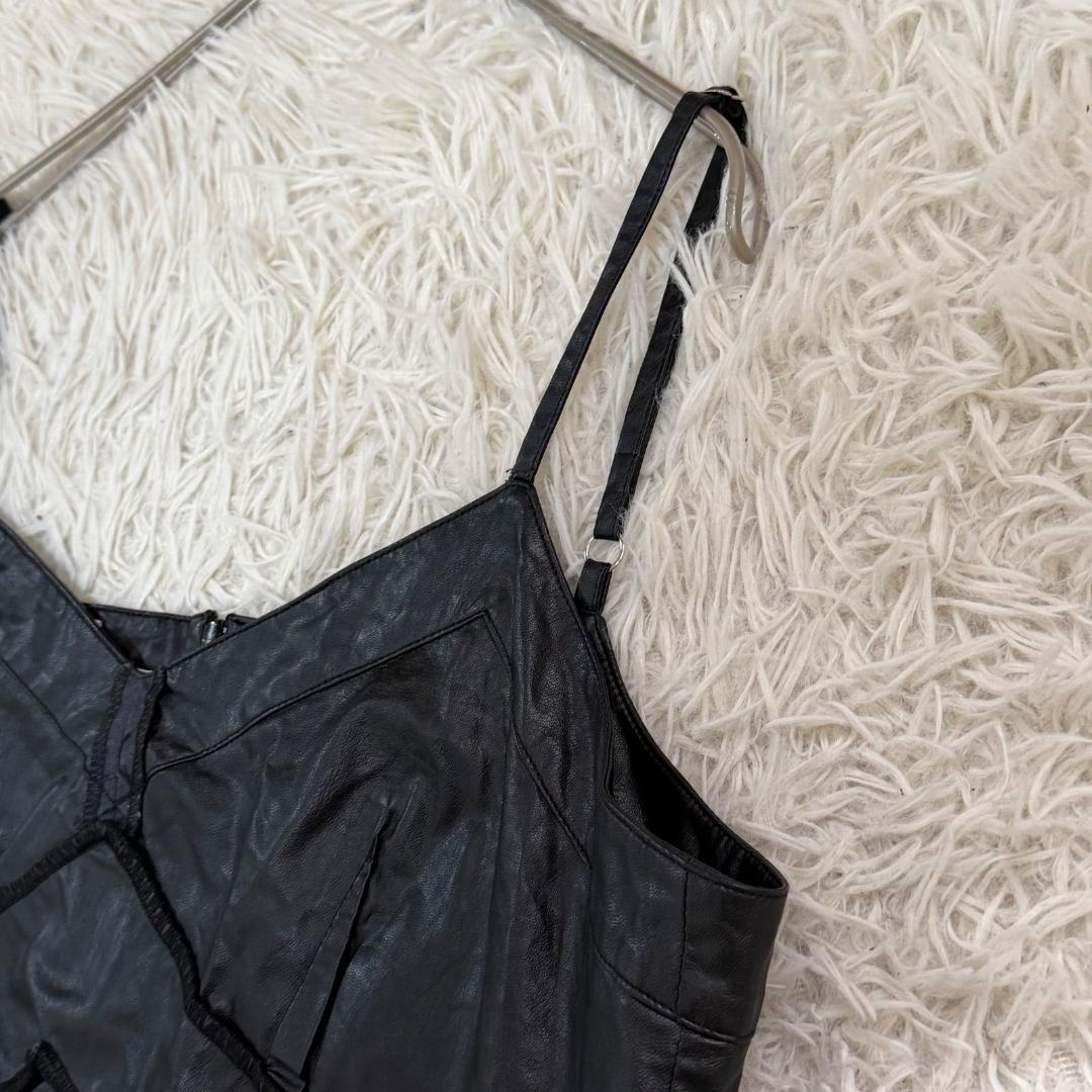 17303✨MM6 メゾンマルジェラ 42 フェイクレザー キャミワンピース 黒