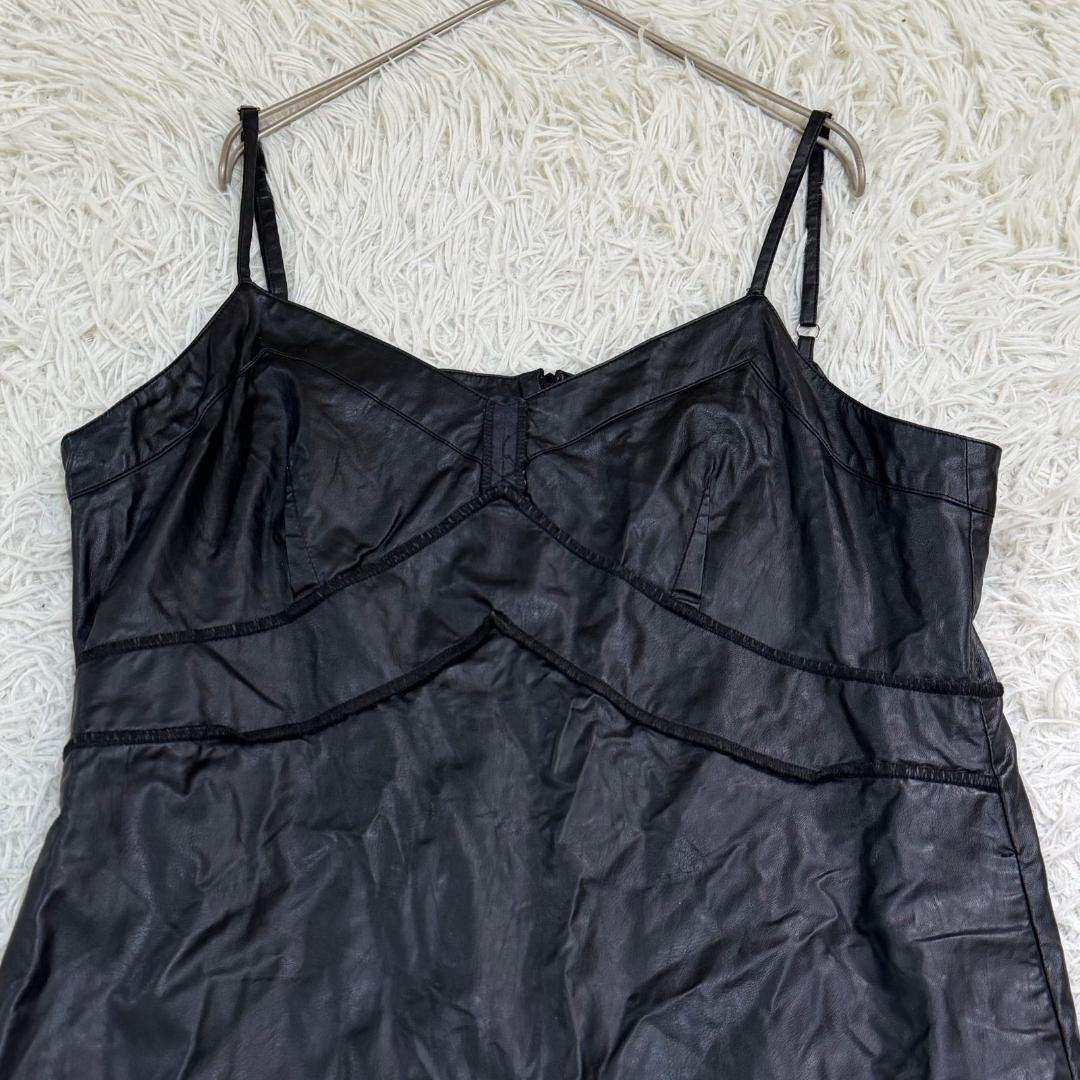 17303✨MM6 メゾンマルジェラ 42 フェイクレザー キャミワンピース 黒