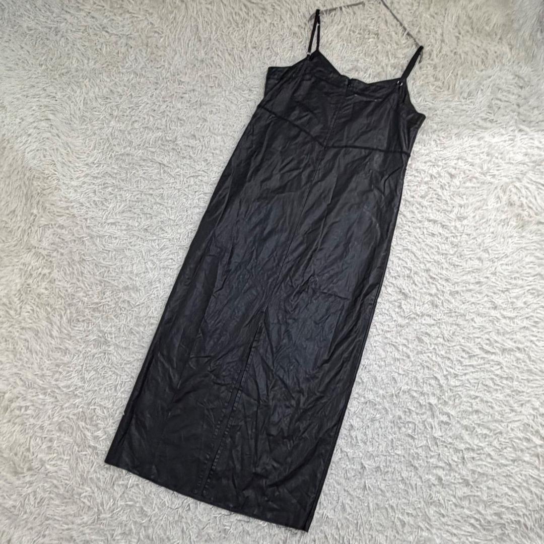 17303✨MM6 メゾンマルジェラ 42 フェイクレザー キャミワンピース 黒