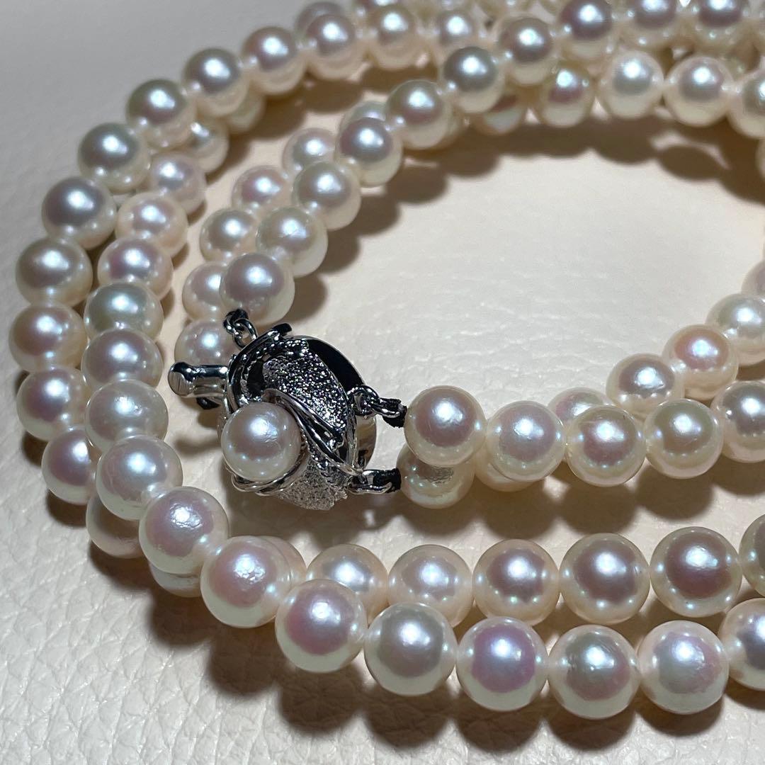 2連&照り良✨️ あこや真珠 パール ネックレス 約6.5~7.0mm 本真珠