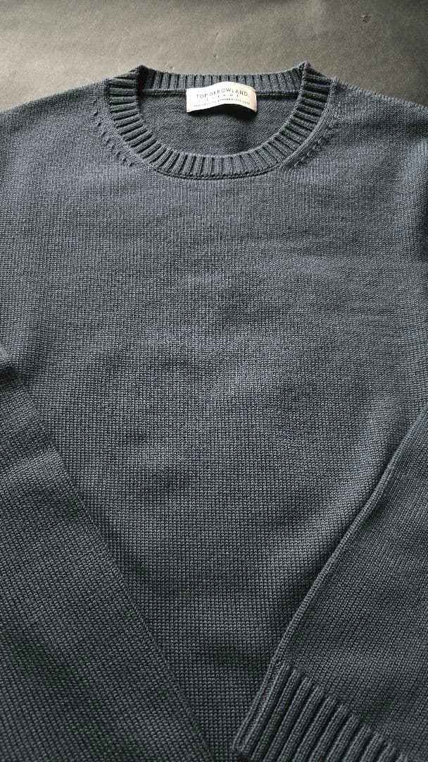TOMORROWLAND グレー クルーネックウールニット トゥモローランド