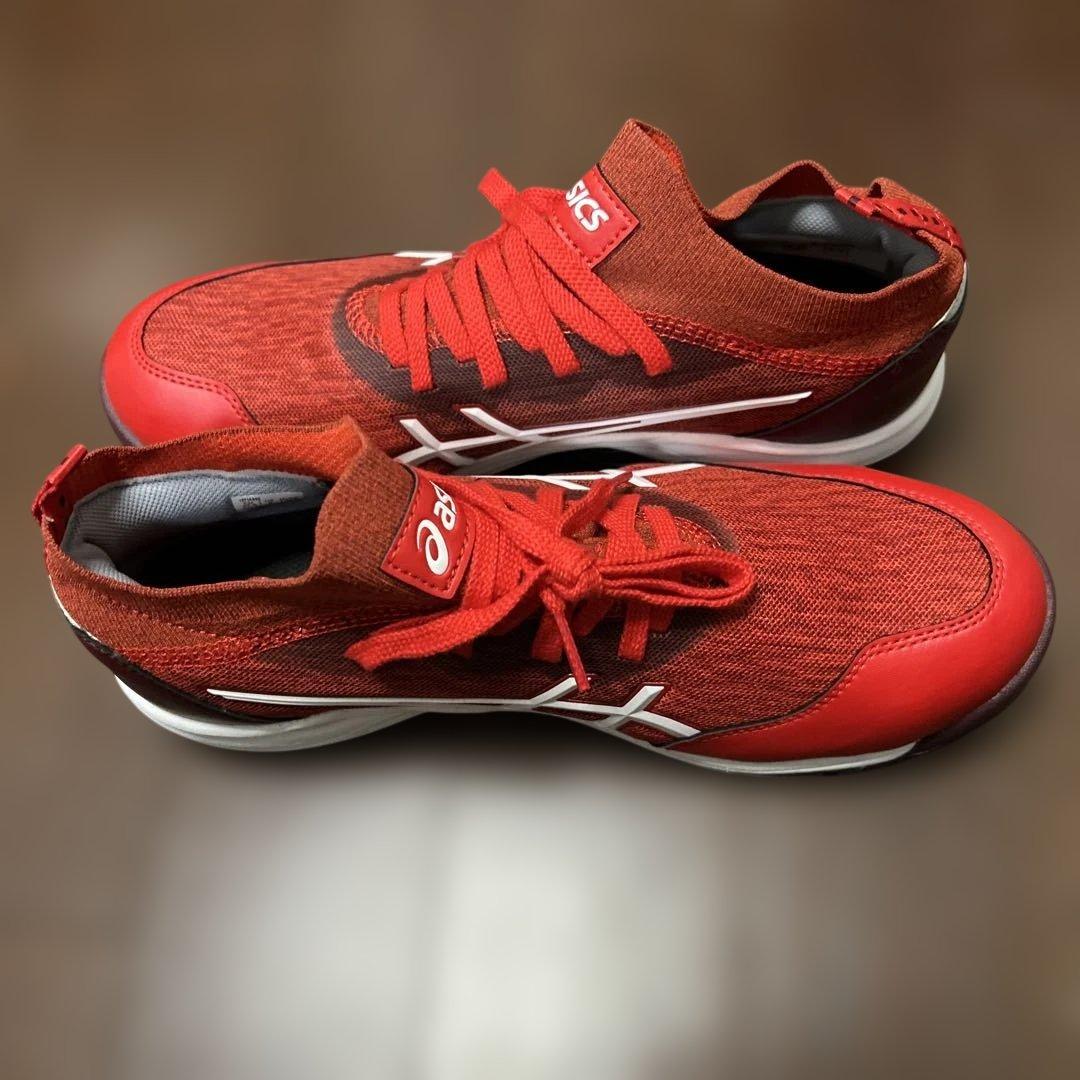 asics アシックス　安全靴　ウインジョブ　美品　25.5cm レッド