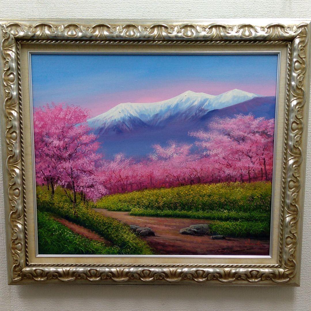 肉質油絵　横　F12号　桜の並木