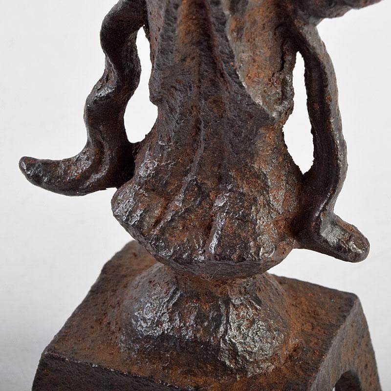 仏教美術　古鉄　観音菩薩像　仏像　置物　時代箱付　M　R9417