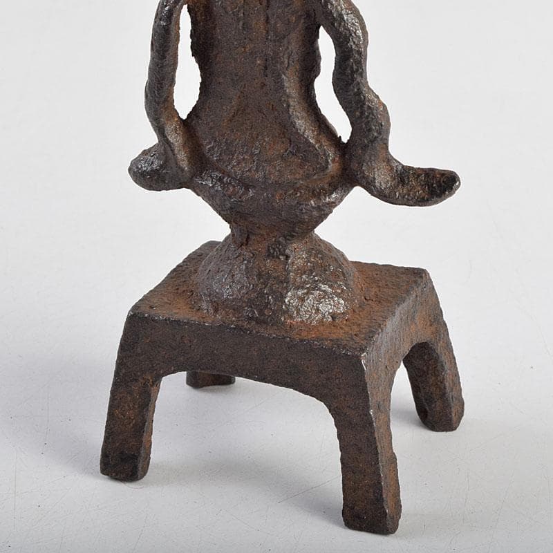 仏教美術　古鉄　観音菩薩像　仏像　置物　時代箱付　M　R9417