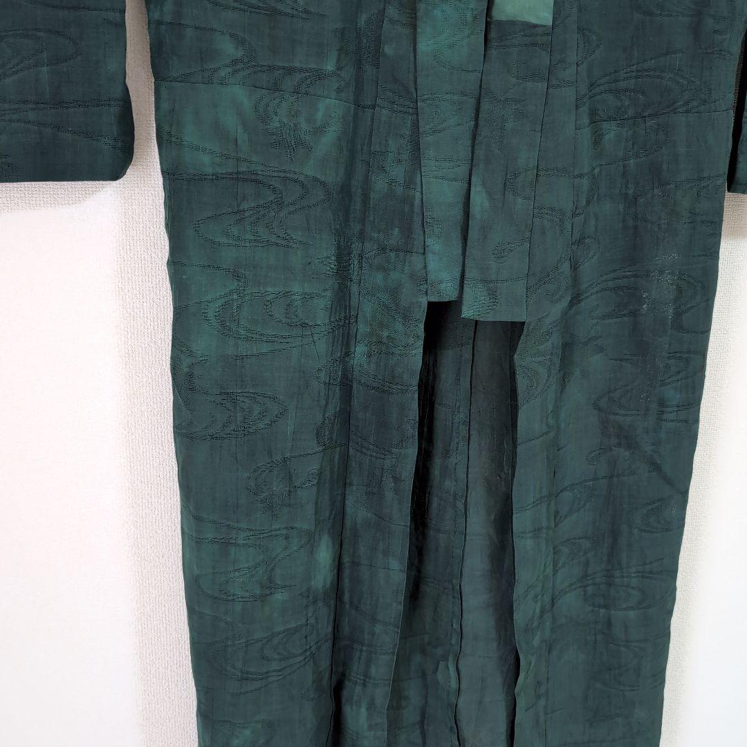 本麻　カラー長襦袢　フォレストグリーン　リサイクル　リユース