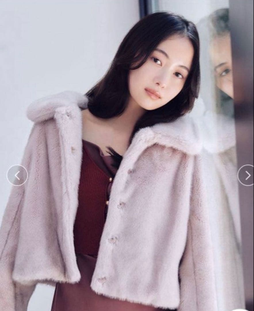 最終値下げ！SNIDEL ステンカラーショートファーコートジャケット　ピンク 1