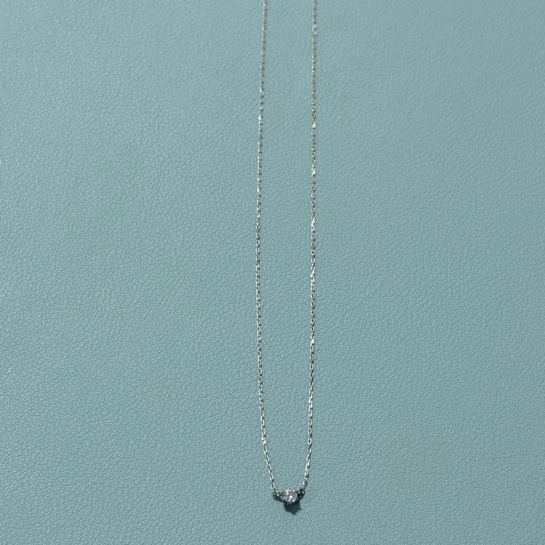 【 渡邊】K18 一粒ダイヤモンド ネックレス 0.1ct WG YG