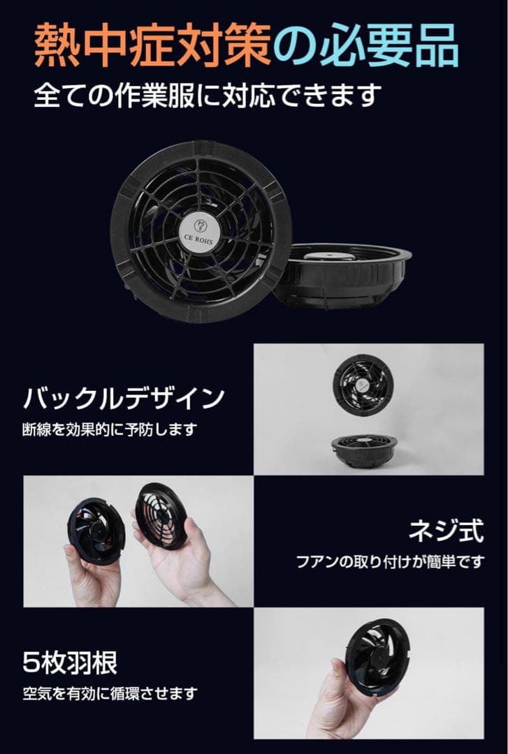 ファンバッテリーセット 空調作業服 空調服 暴風ファン 40V 熱中症 2セット