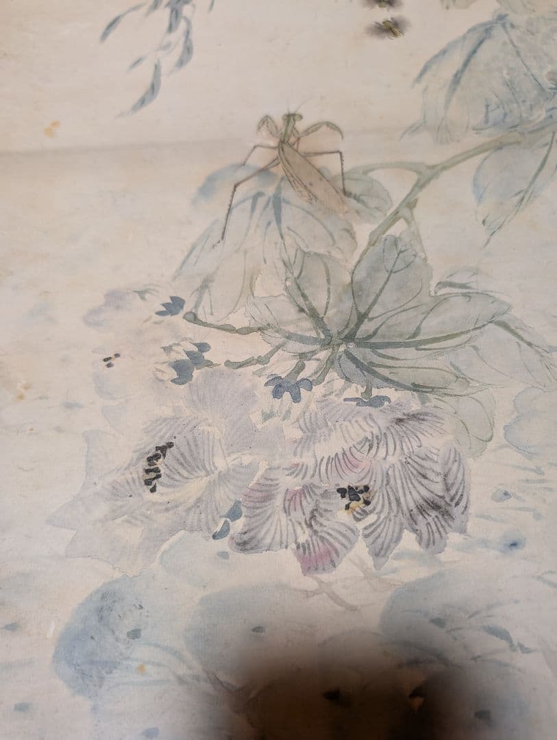 【真作】陳康候 花鳥絵 中国書画　紙本肉筆