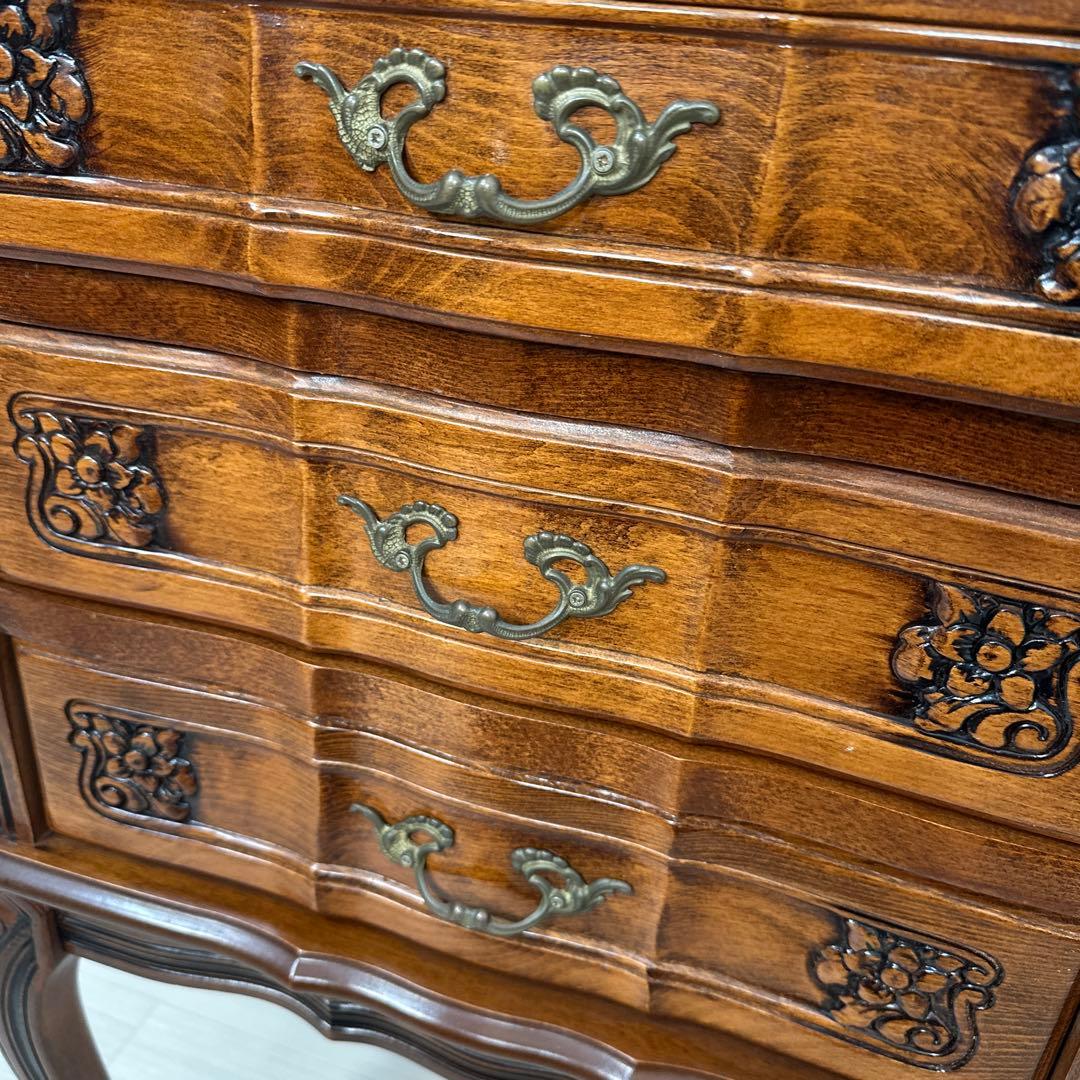 イタリア製 クラウディオ アンティーク調 3段チェスト 猫脚 電話台 i4※