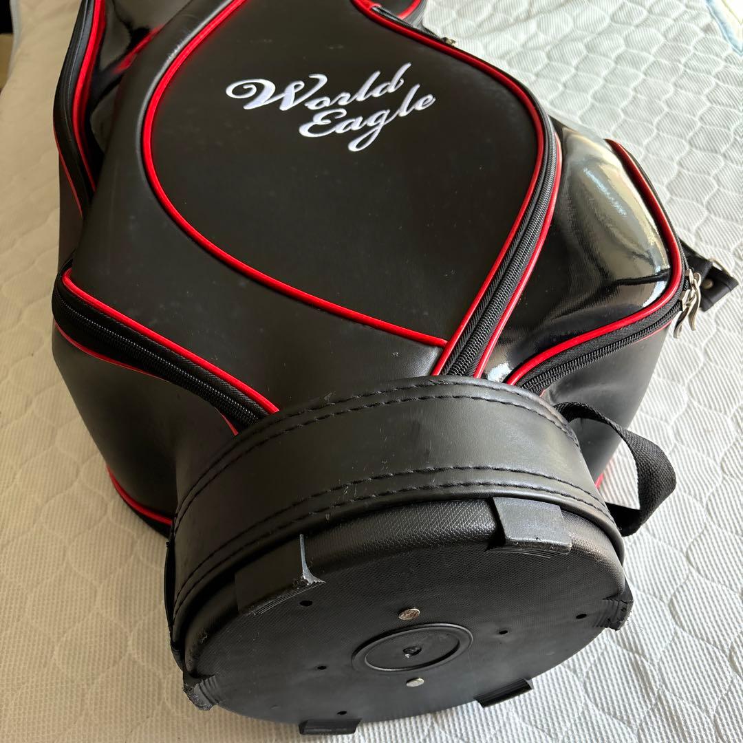 World Eagle ゴルフキャディバッグ 黒赤　ゴルフクラブつき