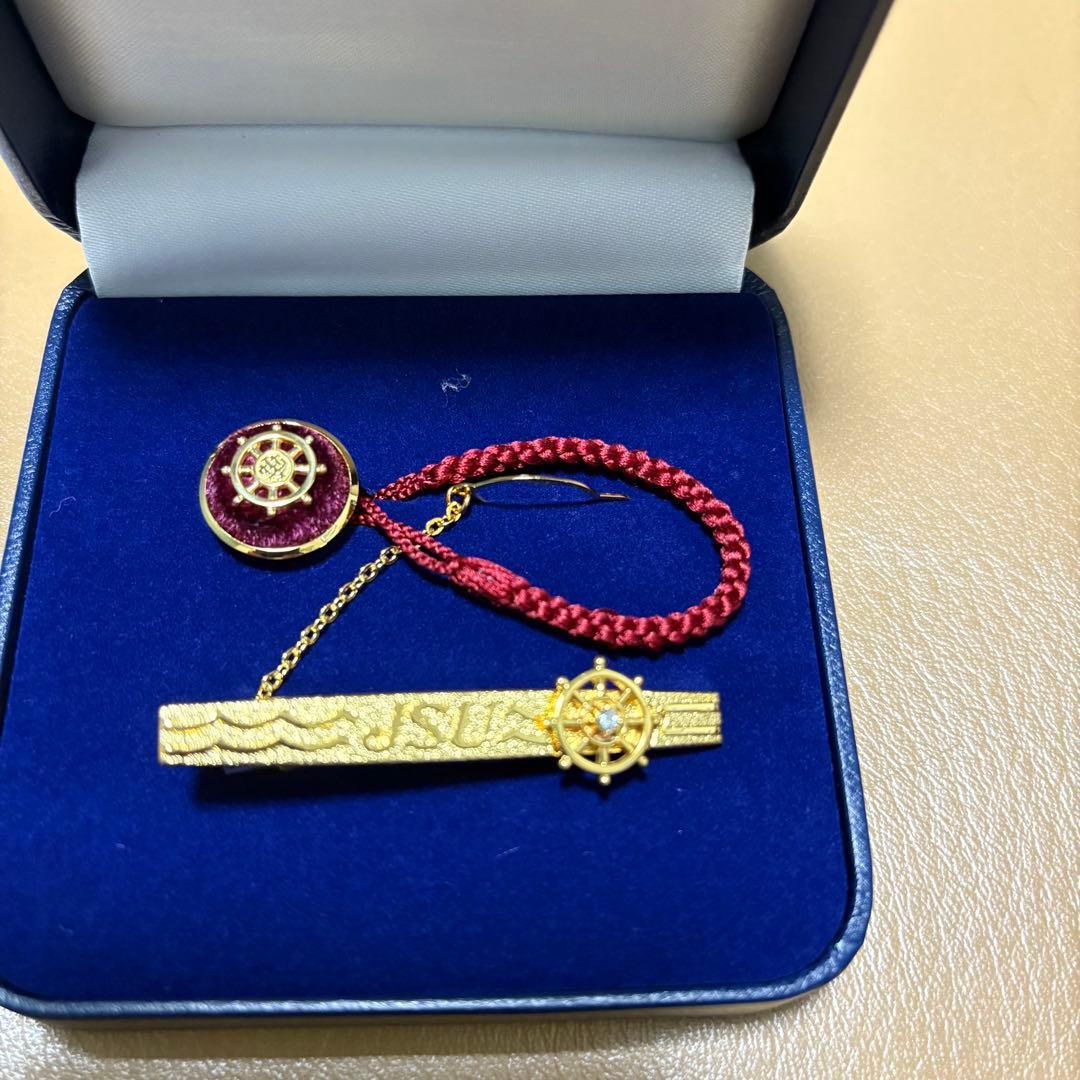 【新品】全日本海員組合特別功労賞タイピンバッジ　貴金属　ダイアモンド 18金