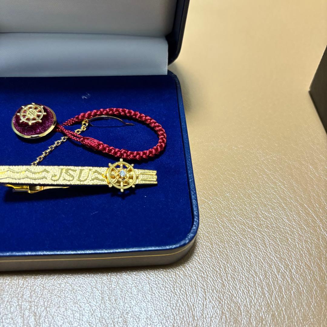 【新品】全日本海員組合特別功労賞タイピンバッジ　貴金属　ダイアモンド 18金