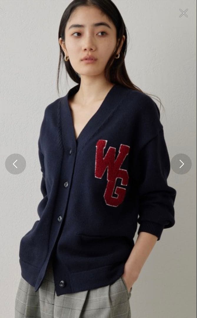 Whim Gazette ワッペンニットカーディガン ネイビー