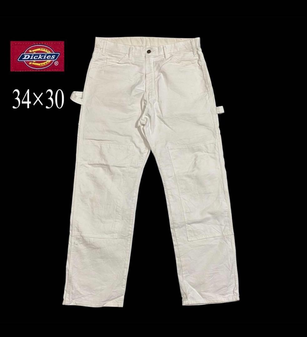 ディッキーズ　ダブルニー　ホワイトペインターパンツ　34×30