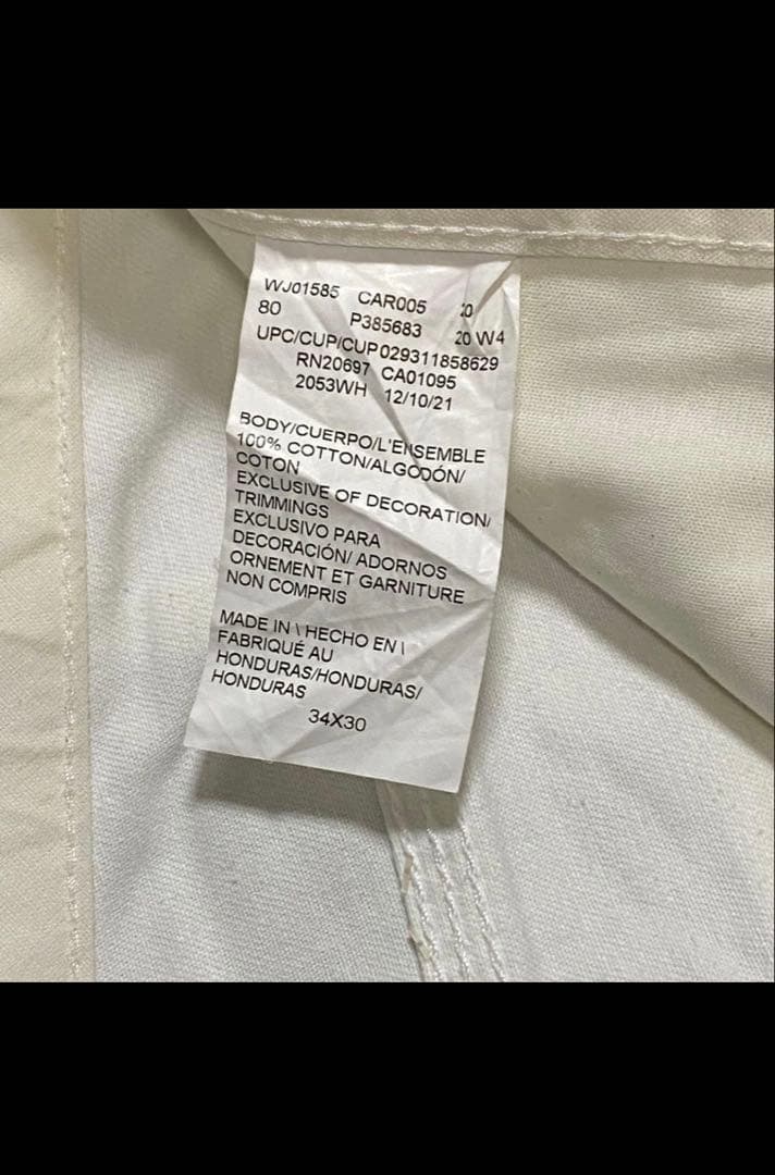 ディッキーズ　ダブルニー　ホワイトペインターパンツ　34×30