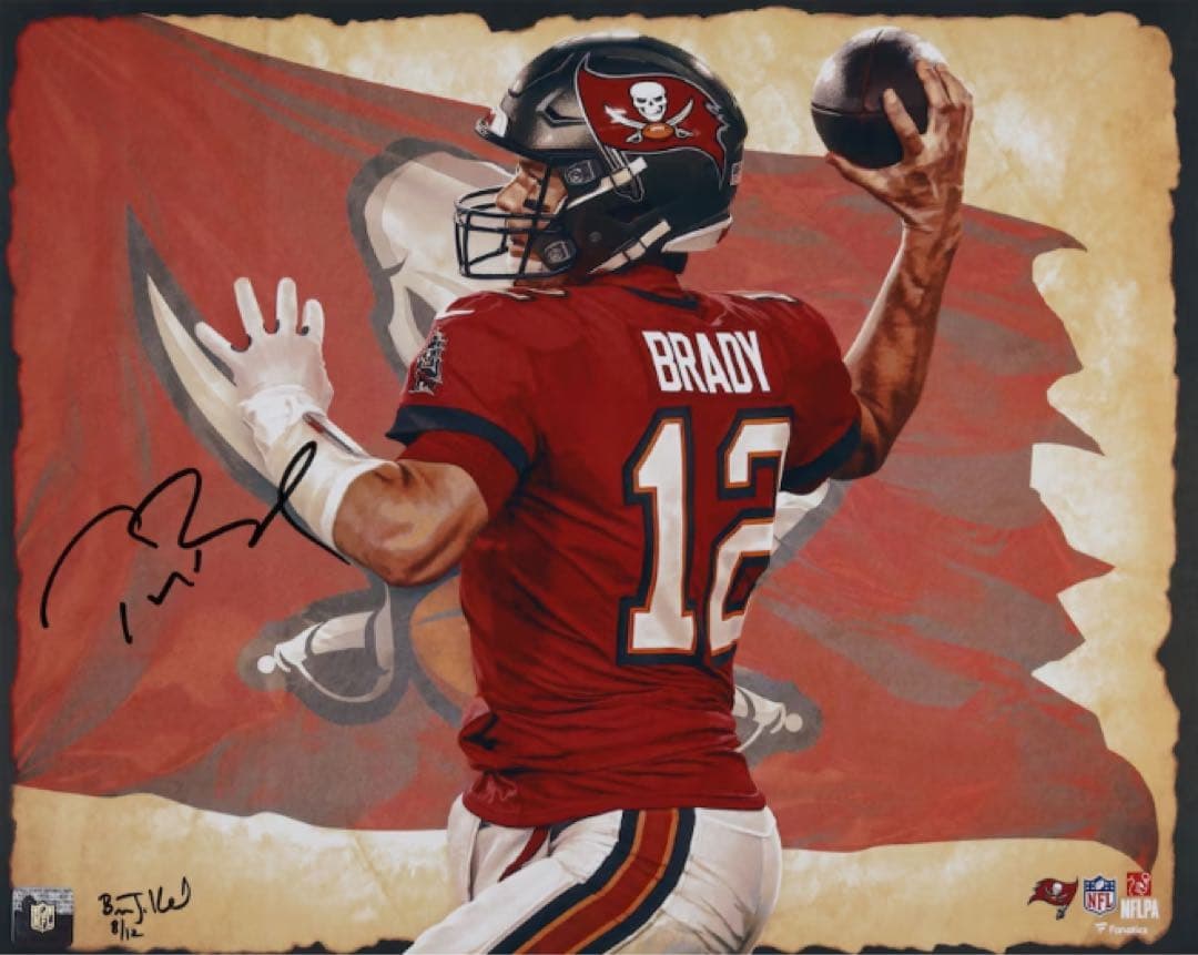 トム・ブレイディ　直筆サイン入りアートプリント　タンパベイ・バッカニアーズ