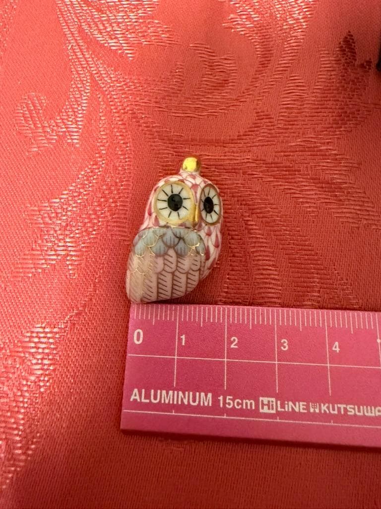 HEREND ヘレンド　ペンダント　ふくろう　フクロウ　ネックレス　ピンク