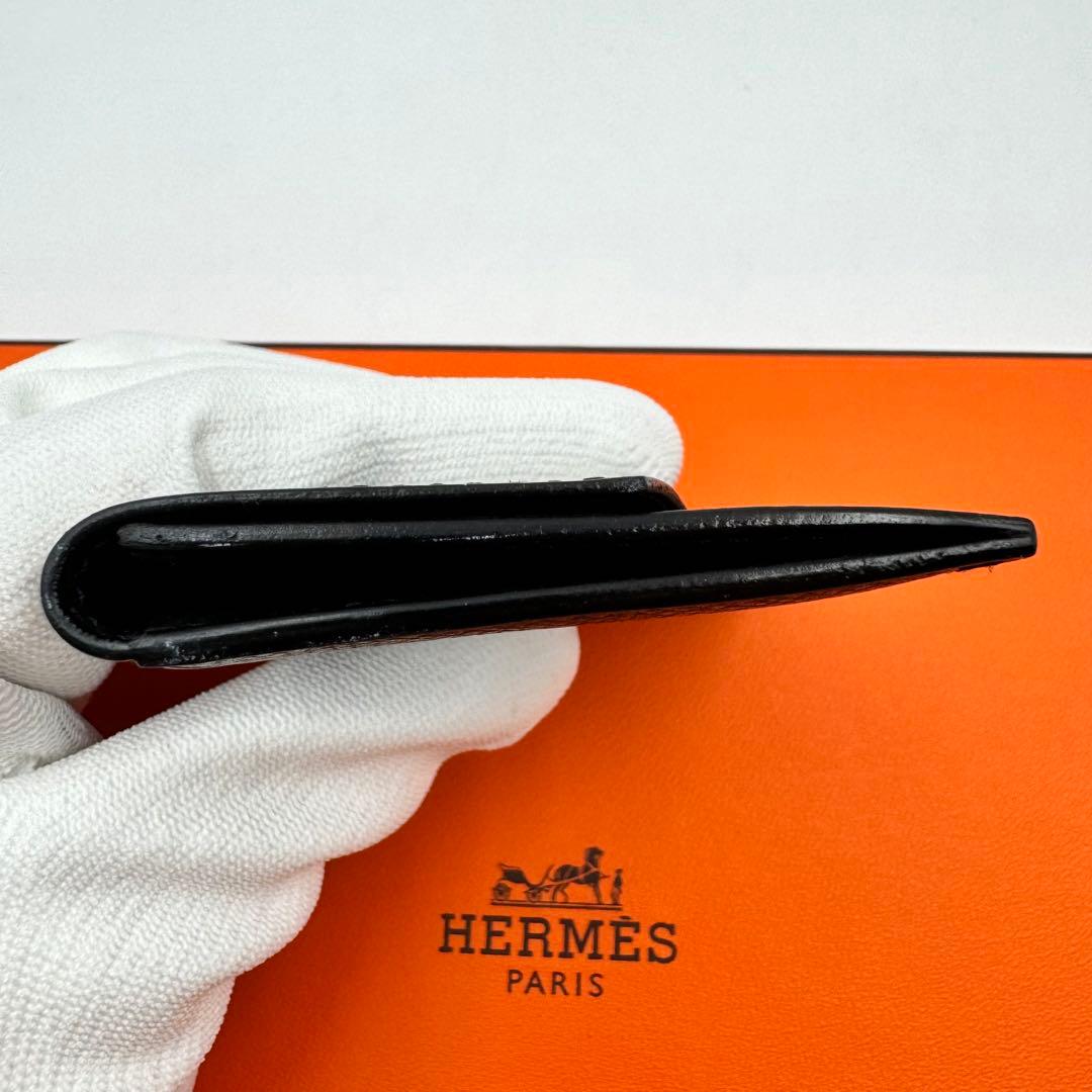 極美品✨HERMES 名刺入れ　セリエボタン ブラック　I刻印　レザー