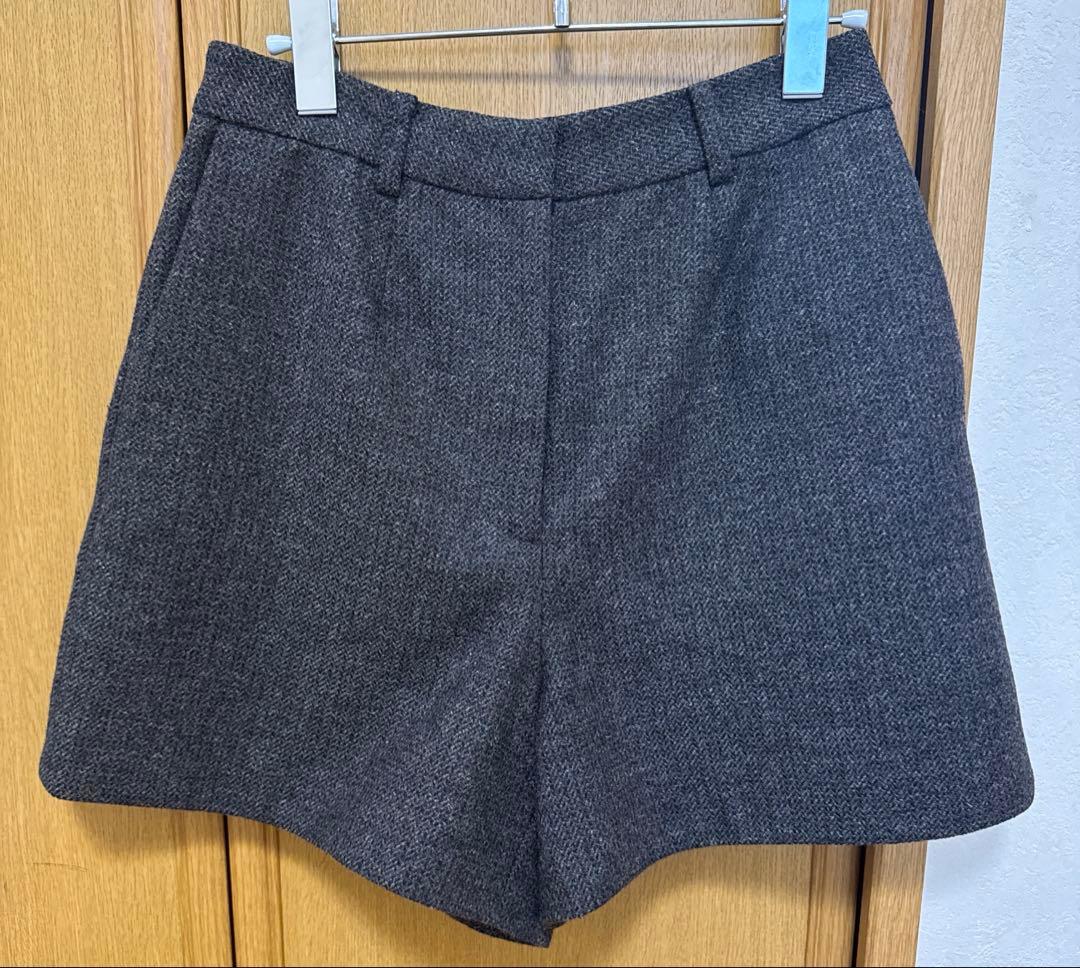 ànukeヘリンボーンショートパンツ　ブラウン