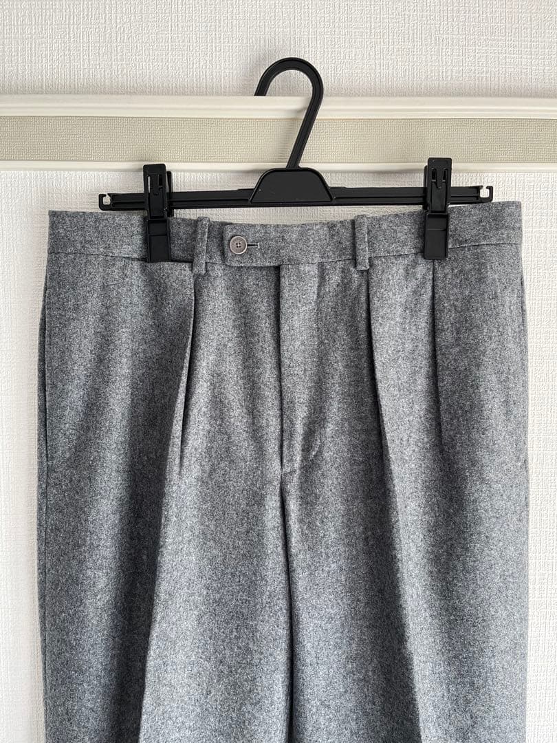 BERNARD ZINS BAC Jフランネル 2プリーツ ワイドスラックス