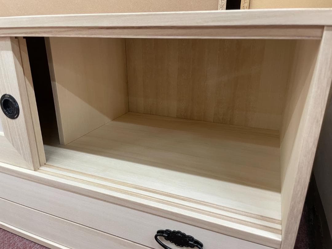 桐　衣裳箱　引戸　幅100　扉付　引出　2段　上置　桐タンス　着物　収納　タンス