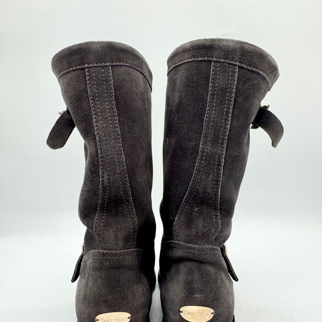 JIMMYCHOO ジミーチュウ　スエードバイカーバックルブーツ