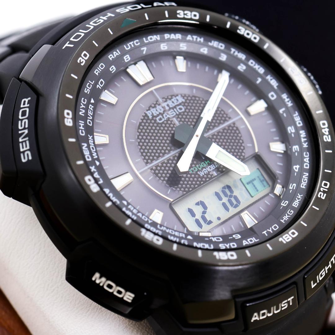 稼働 CASIO PROTRK 腕時計 電波ソーラー アナデジ 外箱 2899