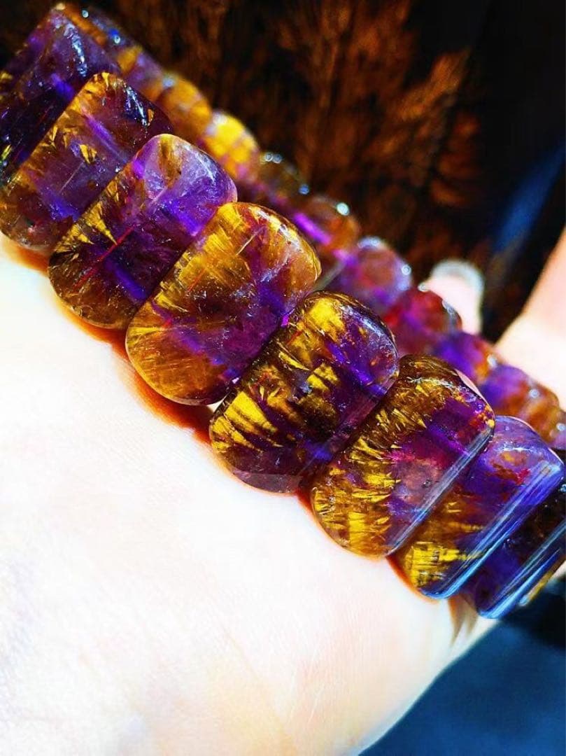 ⭐︎【天然 】カコクセナイト イン アメジスト ブレスレット バングル