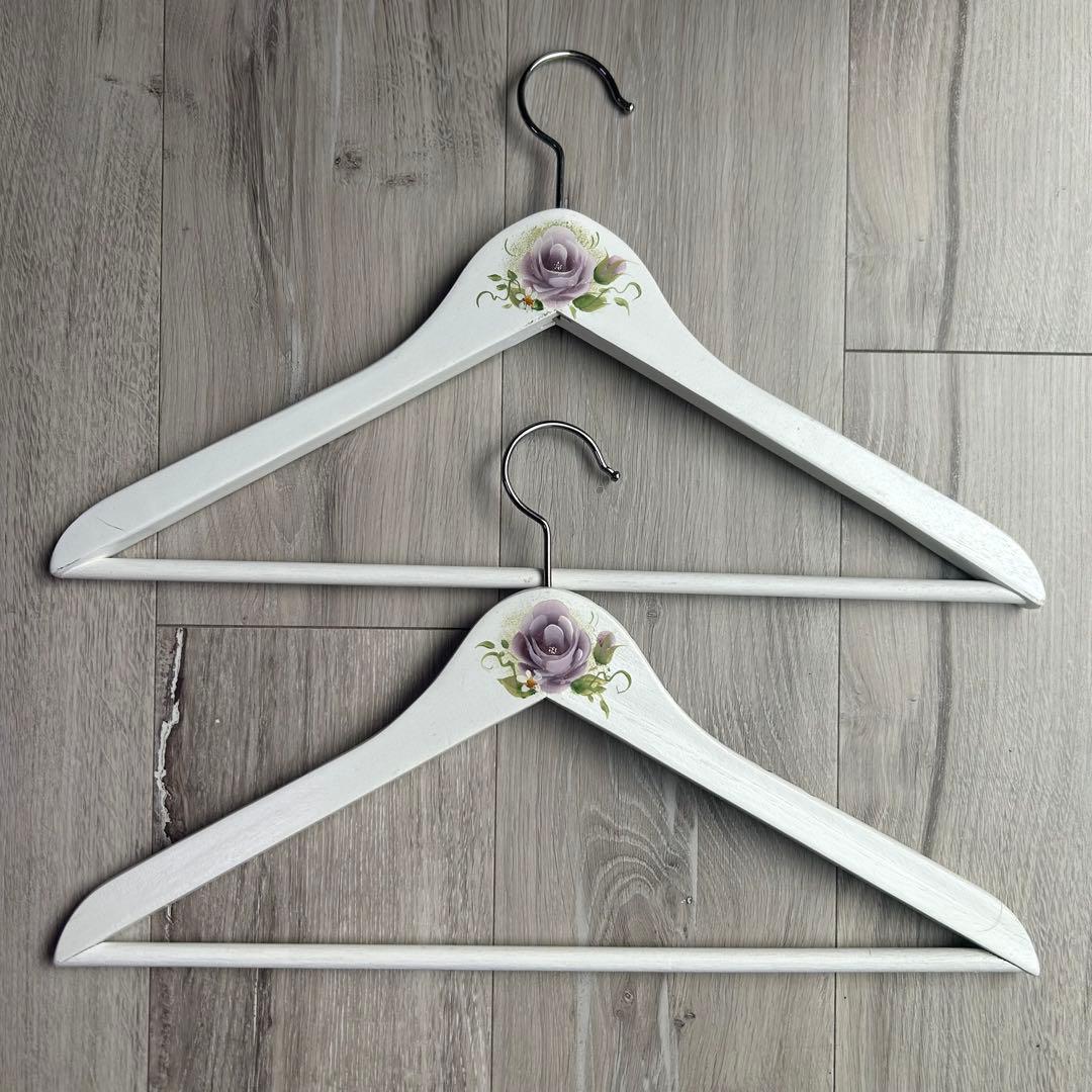 トールペイント作品　ホワイトハンガー8本