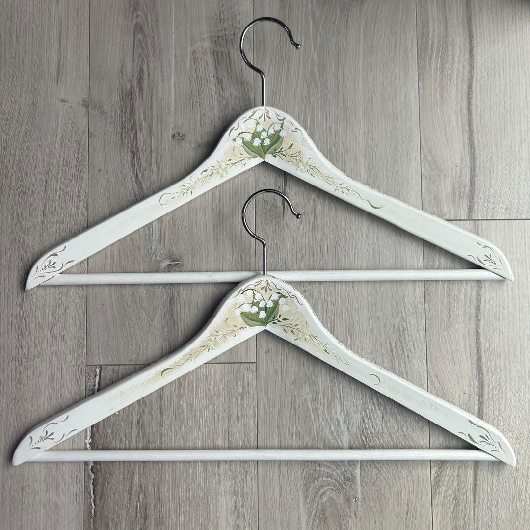 トールペイント作品　ホワイトハンガー8本