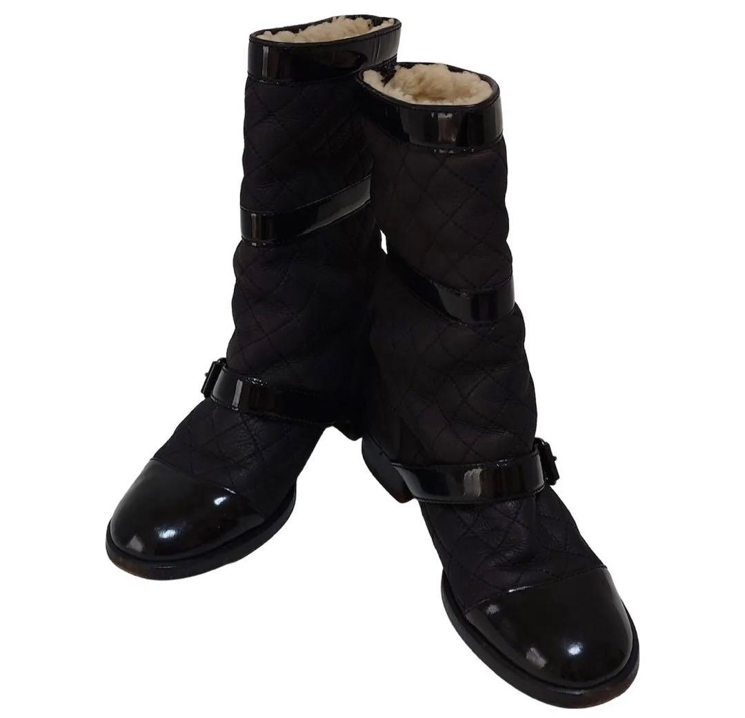 CHANEL キルティングショートブーツ 37 C