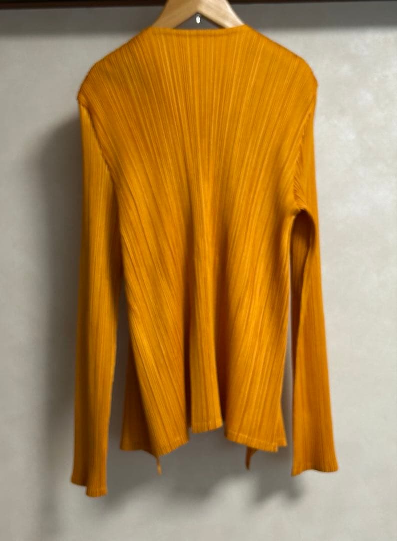《美品》PLEATS PLEASE カーディガン 羽織り 長袖 オレンジ 3