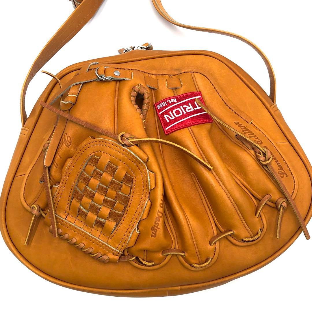 TRION グローブデザイン ショルダーバッグ レザー 本革 キャメル