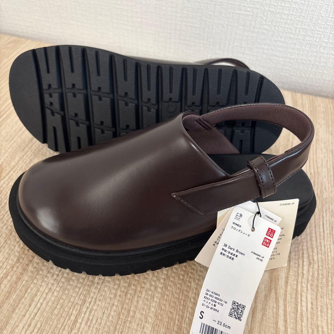 UNIQLO C クロッグシューズ ／ダークブラウン サイズS