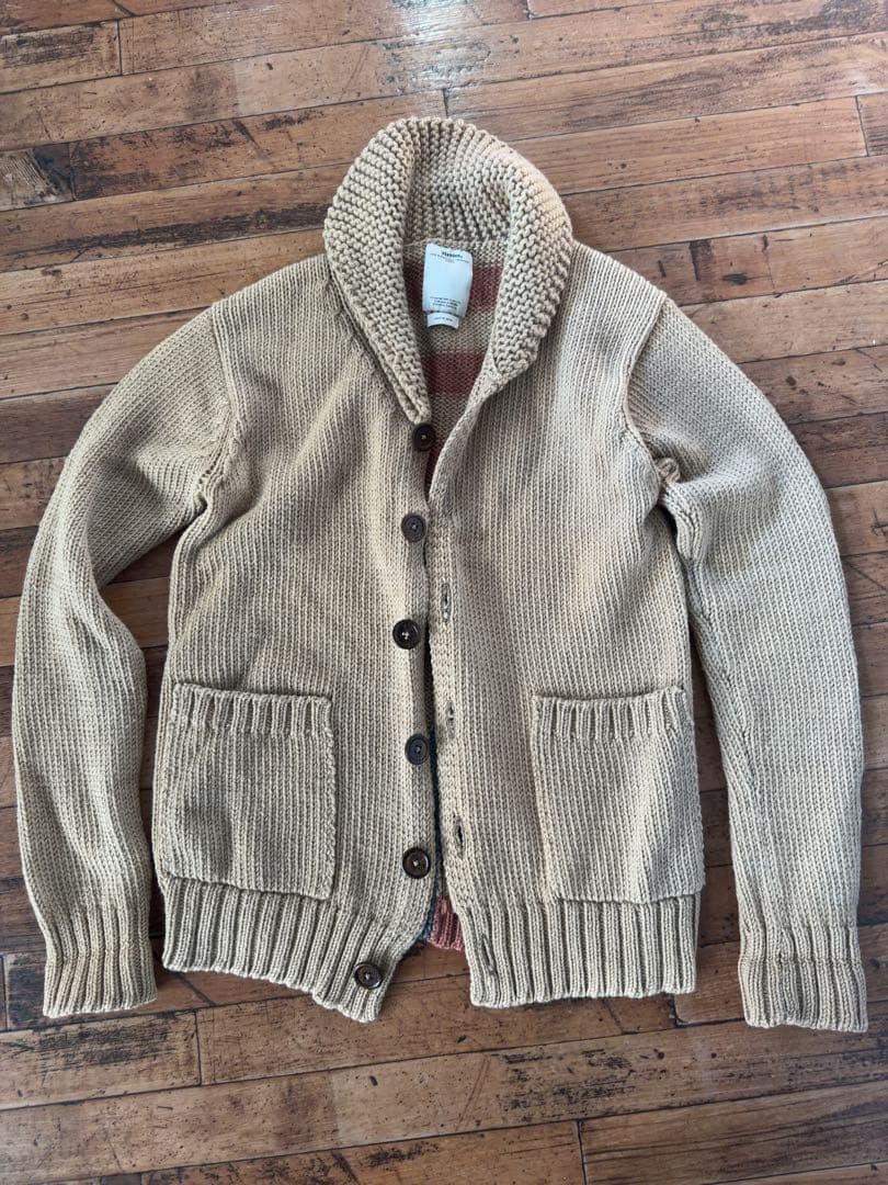 visvim ストライプ ピースマーク ショールカラー　カーディガン