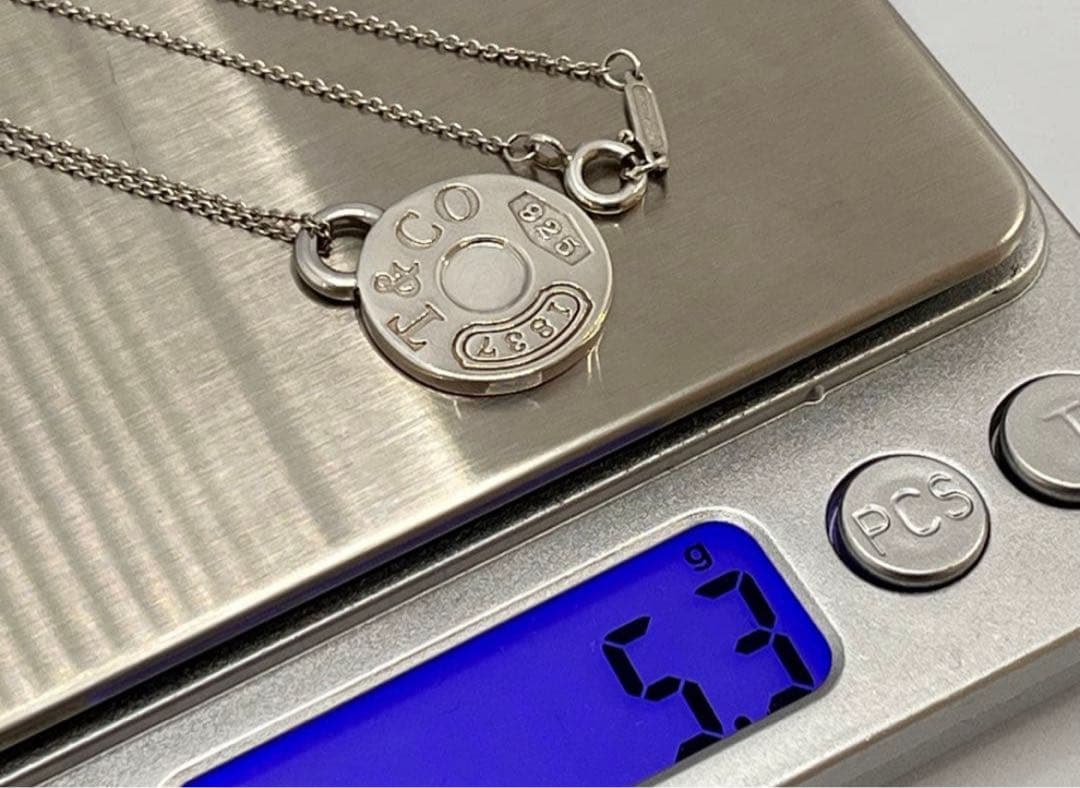 c778 美品　ティファニー　ラウンド　タグ　サークル　ネックレス　925