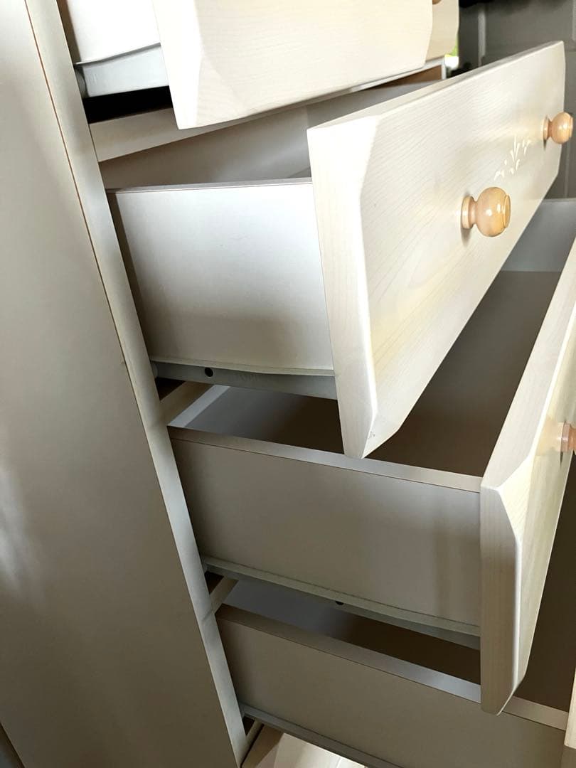 【送料込み】ニトリ　ハイチェスト 引き出し6段　ホワイト　レール付き