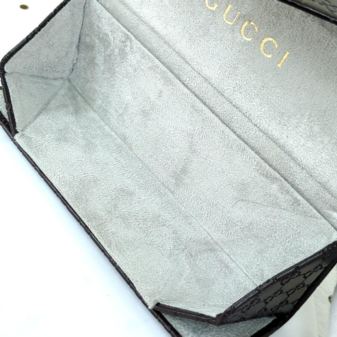 GUCCI グッチ メガネケース シマ レザー ダークブラウン グッチシマ