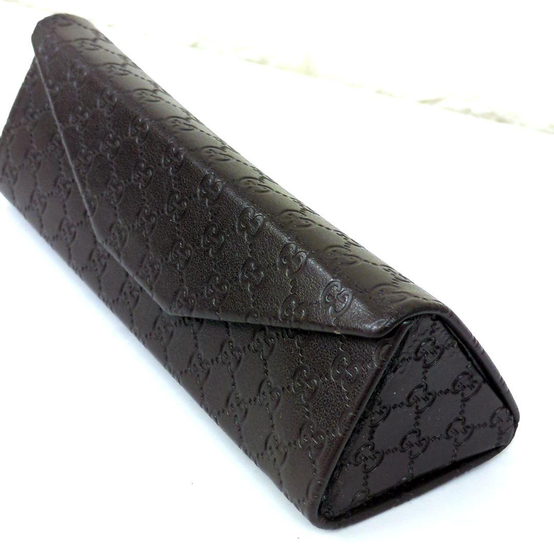GUCCI グッチ メガネケース シマ レザー ダークブラウン グッチシマ
