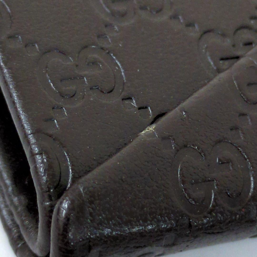 GUCCI グッチ メガネケース シマ レザー ダークブラウン グッチシマ